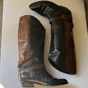 Men's Black and Brown Leather Boots